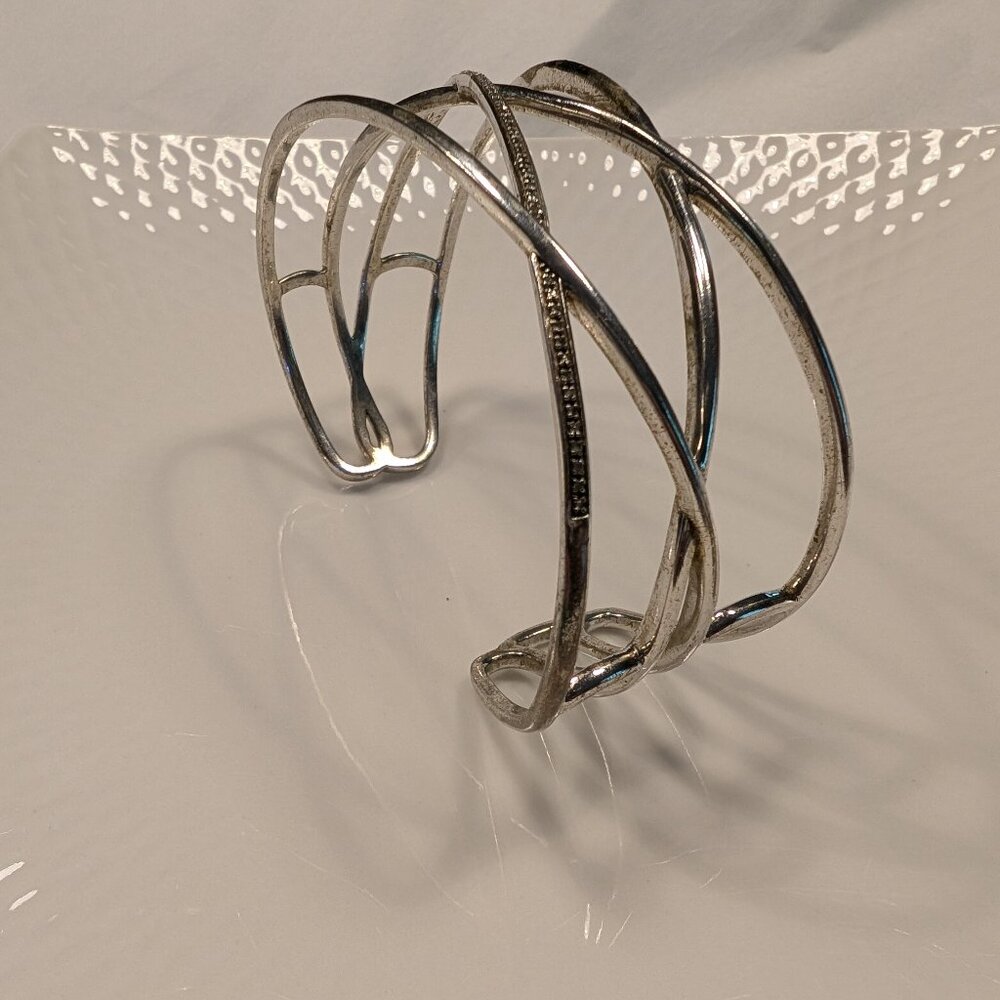 Sterling silver Diamond crossover Bangle
